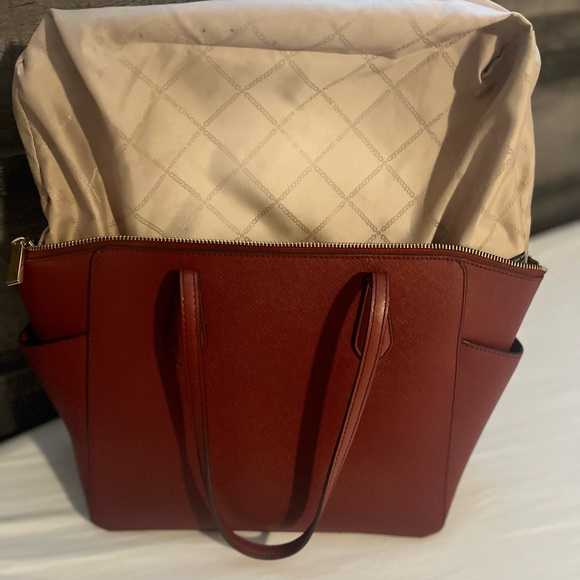 AUTHENTIC Michael Kors orange-reddish in color tote Bag. - Picture 9 of 15